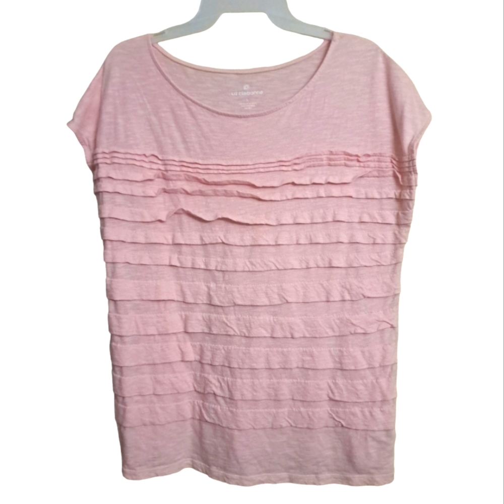 Liz Claiborne top pink ruffle size large